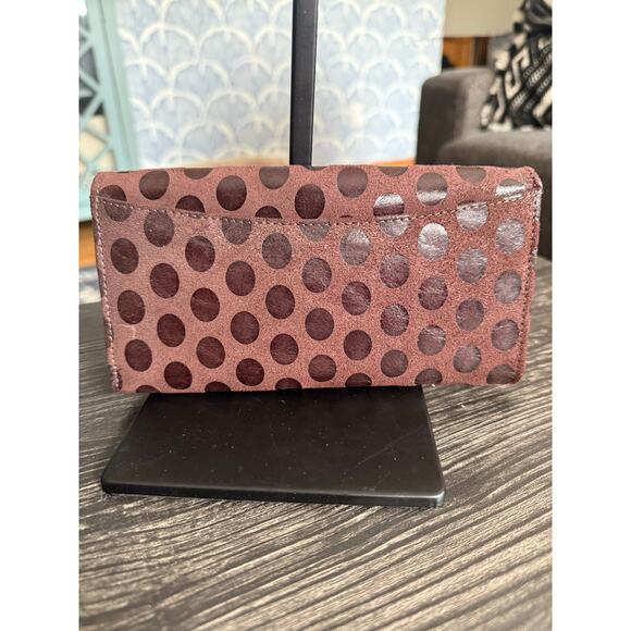 6/$25 UNION CODE Chocolate Brown Polka Dot RFID Genuine Leather Wallet - Picture 4 of 4